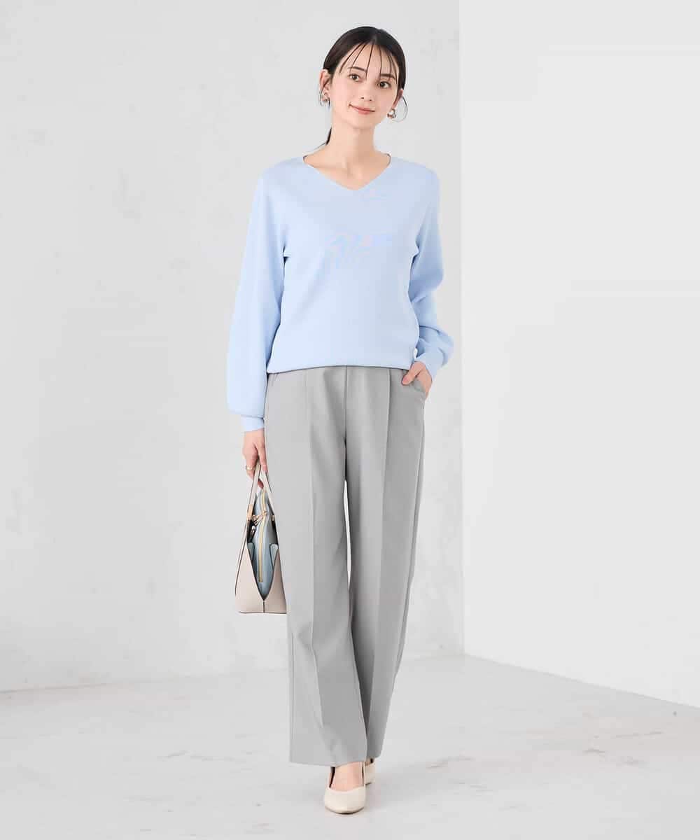 K2FED79039 a.v.v(アー・ヴェ・ヴェ) 【WEB限定/洗える/UVカット】Vネックパフスリーブニット ピンク