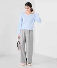 K2FED79039 a.v.v(アー・ヴェ・ヴェ) 【WEB限定/洗える/UVカット】Vネックパフスリーブニット ピンク