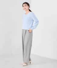 K2FED79039 a.v.v(アー・ヴェ・ヴェ) 【WEB限定/洗える/UVカット】Vネックパフスリーブニット ピンク