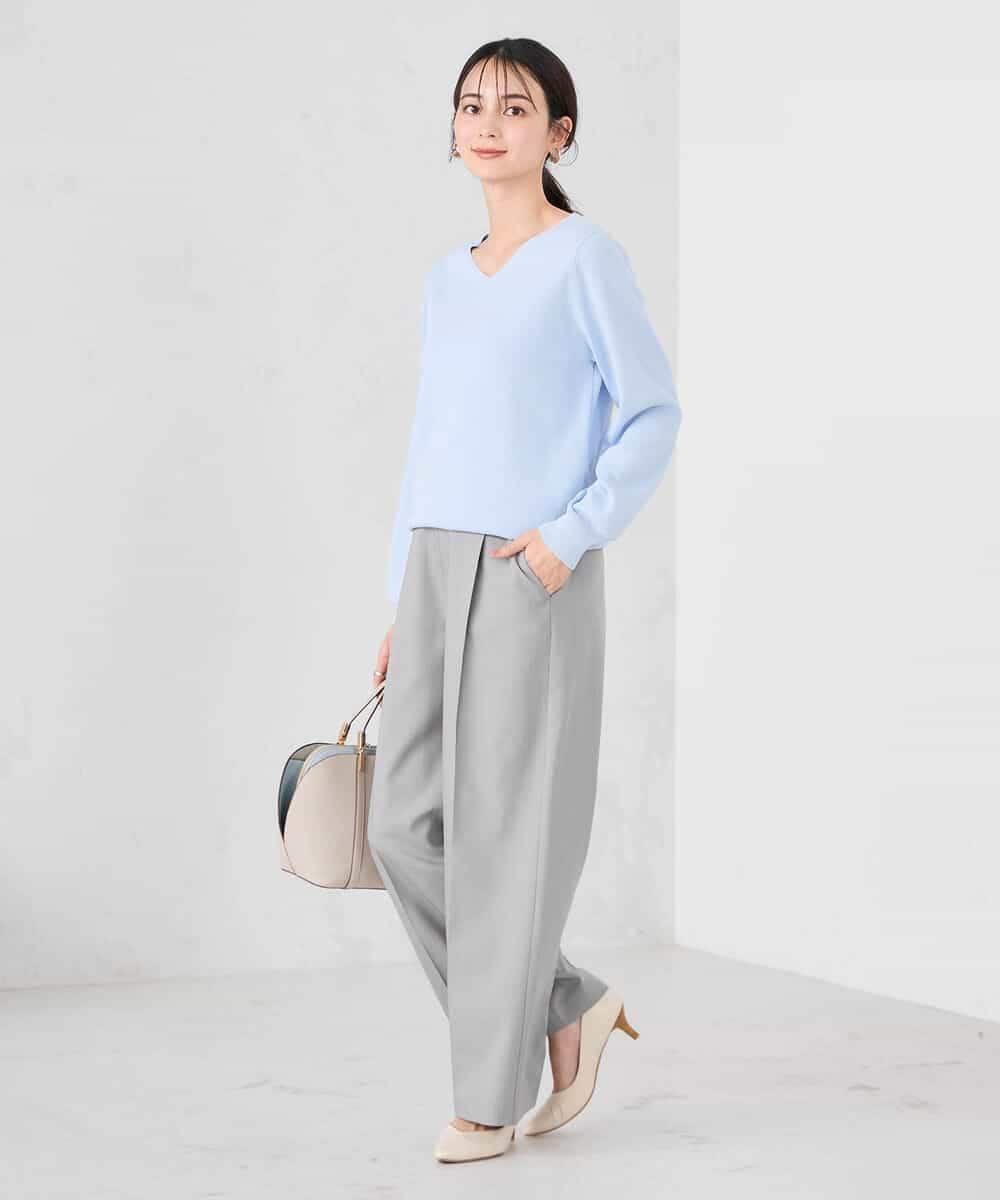 K2FED79039 a.v.v(アー・ヴェ・ヴェ) 【WEB限定/洗える/UVカット】Vネックパフスリーブニット ピンク