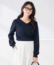 K2FED79039 a.v.v(アー・ヴェ・ヴェ) 【WEB限定/洗える/UVカット】Vネックパフスリーブニット ピンク