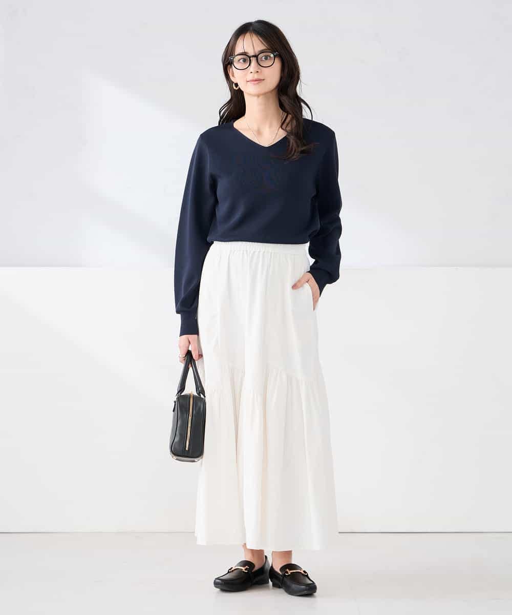 K2FED79039 a.v.v(アー・ヴェ・ヴェ) 【WEB限定/洗える/UVカット】Vネックパフスリーブニット ピンク