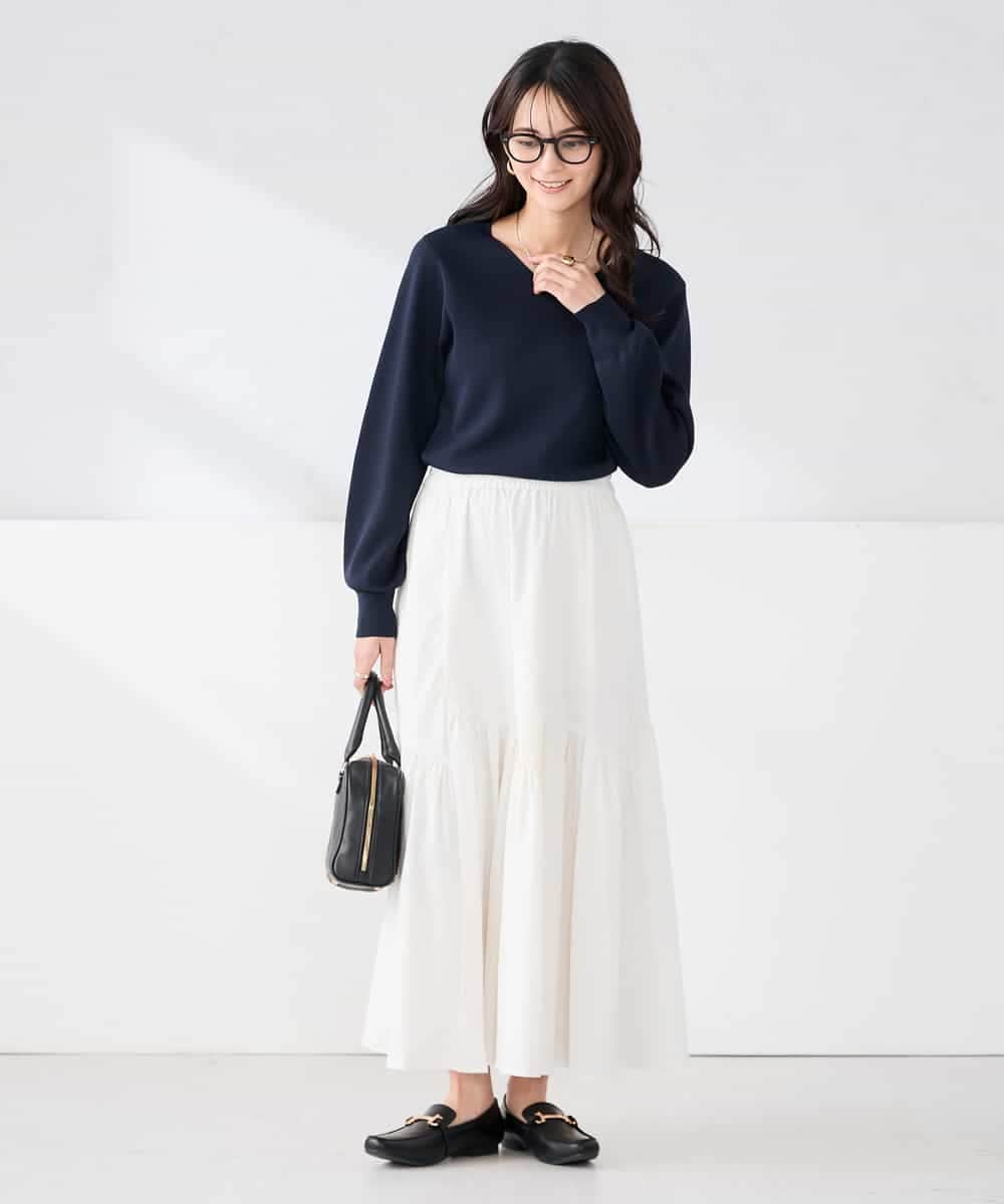 K2FED79039 a.v.v(アー・ヴェ・ヴェ) 【WEB限定/洗える/UVカット】Vネックパフスリーブニット ピンク