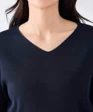 K2FED79039 a.v.v(アー・ヴェ・ヴェ) 【WEB限定/洗える/UVカット】Vネックパフスリーブニット ピンク