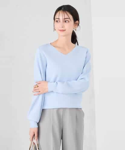 K2FED79039 a.v.v 【WEB限定/洗える/UVカット】Vネックパフスリーブニット