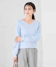 K2FED79039 a.v.v(アー・ヴェ・ヴェ) 【WEB限定/洗える/UVカット】Vネックパフスリーブニット ライトブルー