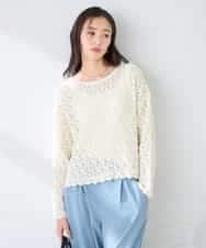 K2FFD06054 a.v.v(アー・ヴェ・ヴェ) 透かし編みニットプルオーバー アイボリー