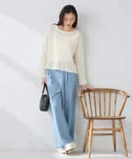 K2FFD06054 a.v.v(アー・ヴェ・ヴェ) 透かし編みニットプルオーバー アイボリー