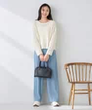 K2FFD06054 a.v.v(アー・ヴェ・ヴェ) 透かし編みニットプルオーバー アイボリー