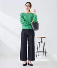 K2FFD17044 a.v.v(アー・ヴェ・ヴェ) 【雑誌InRed(宝島社)4月号掲載/洗える/UVカット】タックボーダースクエアニット ライトイエロー