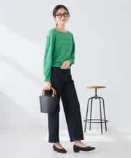 K2FFD17044 a.v.v(アー・ヴェ・ヴェ) 【雑誌InRed(宝島社)4月号掲載/洗える/UVカット】タックボーダースクエアニット ライトイエロー