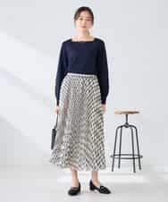 K2FFD17044 a.v.v(アー・ヴェ・ヴェ) 【雑誌InRed(宝島社)4月号掲載/洗える/UVカット】タックボーダースクエアニット ライトイエロー