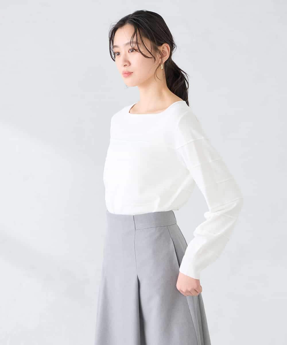 K2FFD17044 a.v.v(アー・ヴェ・ヴェ) 【雑誌InRed(宝島社)4月号掲載/洗える/UVカット】タックボーダースクエアニット ライトイエロー