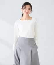 K2FFD17044 a.v.v(アー・ヴェ・ヴェ) 【雑誌InRed(宝島社)4月号掲載/洗える/UVカット】タックボーダースクエアニット ライトイエロー