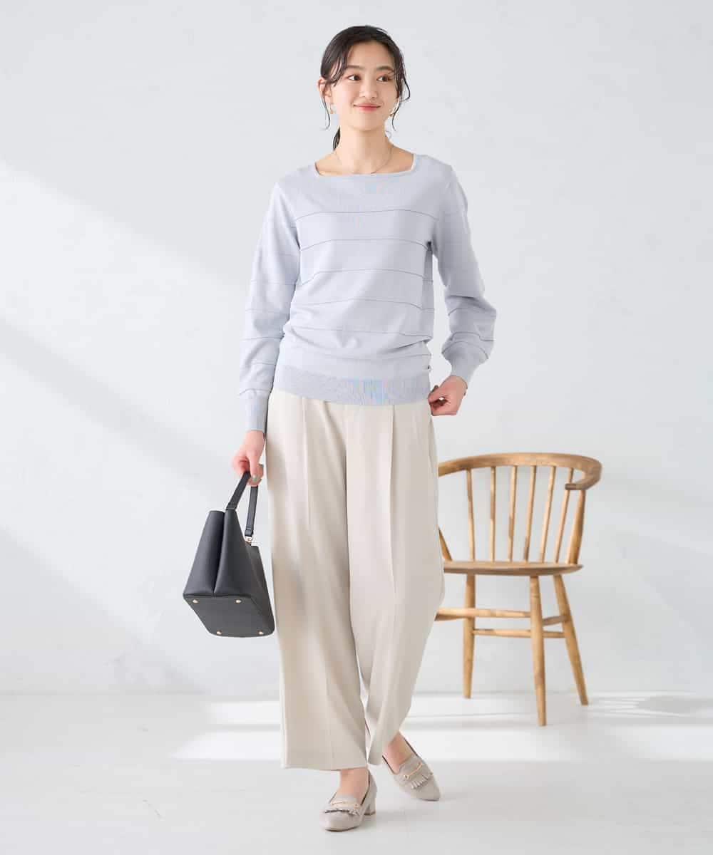 K2FFD17044 a.v.v(アー・ヴェ・ヴェ) 【雑誌InRed(宝島社)4月号掲載/洗える/UVカット】タックボーダースクエアニット ライトイエロー