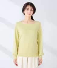 K2FFD17044 a.v.v(アー・ヴェ・ヴェ) 【雑誌InRed(宝島社)4月号掲載/洗える/UVカット】タックボーダースクエアニット ライトイエロー