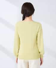 K2FFD17044 a.v.v(アー・ヴェ・ヴェ) 【雑誌InRed(宝島社)4月号掲載/洗える/UVカット】タックボーダースクエアニット ライトイエロー