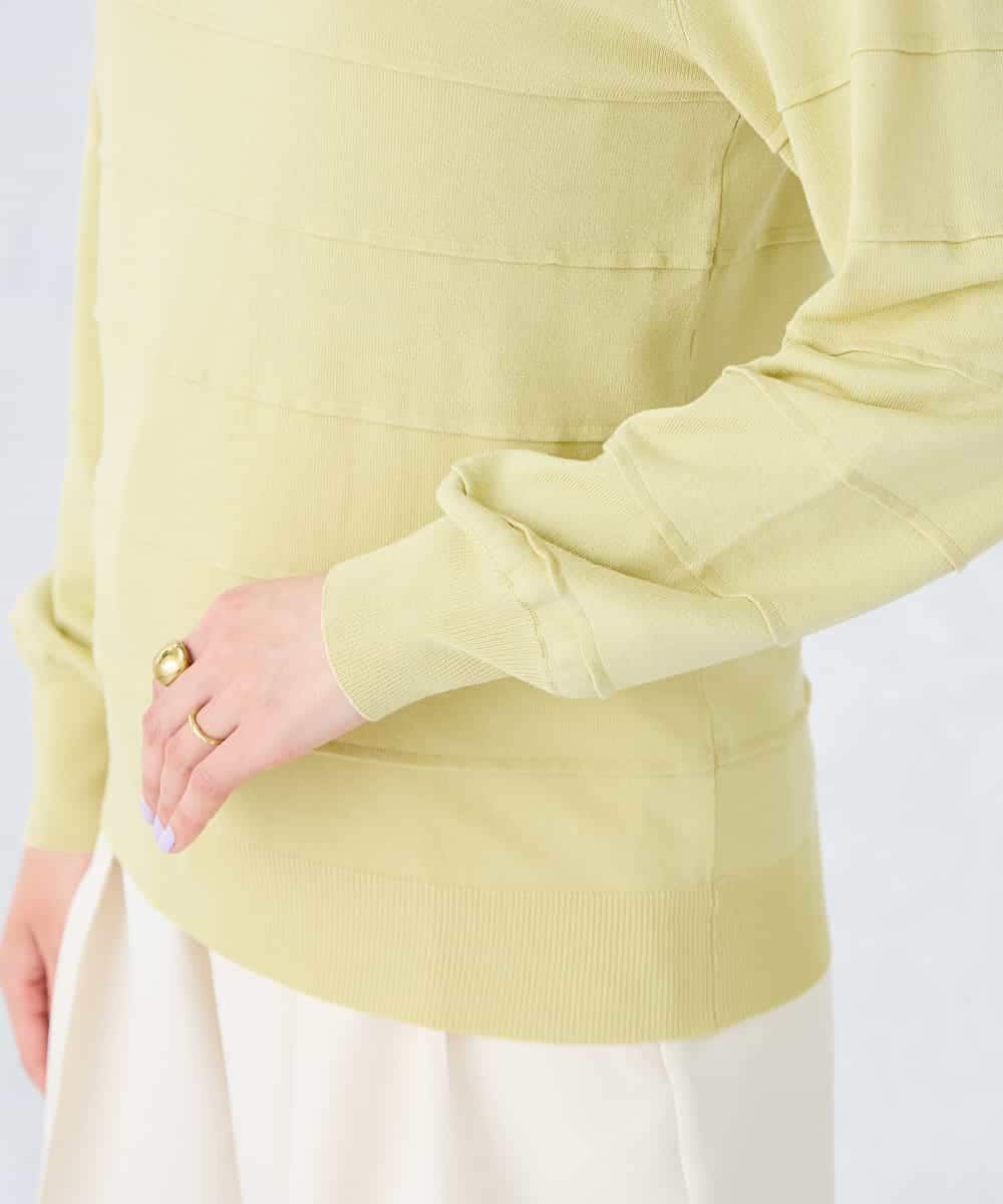 K2FFD17044 a.v.v(アー・ヴェ・ヴェ) 【雑誌InRed(宝島社)4月号掲載/洗える/UVカット】タックボーダースクエアニット ライトイエロー