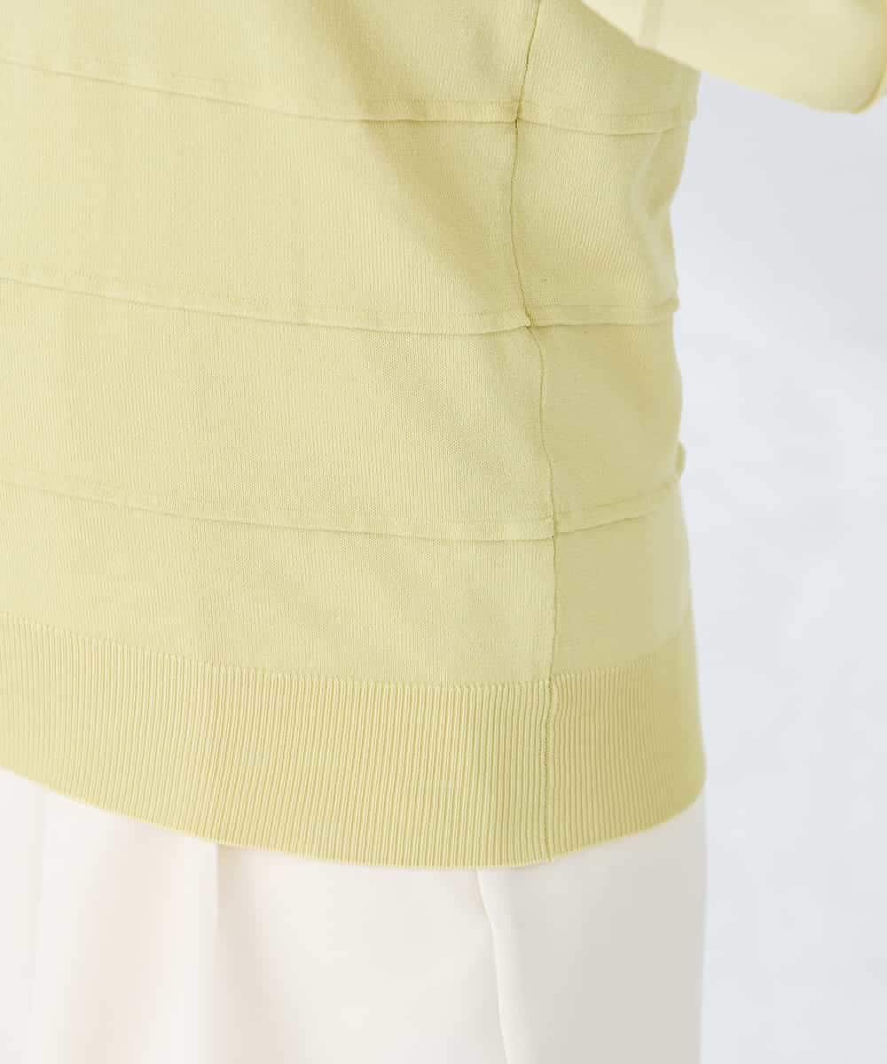 K2FFD17044 a.v.v(アー・ヴェ・ヴェ) 【雑誌InRed(宝島社)4月号掲載/洗える/UVカット】タックボーダースクエアニット ライトイエロー