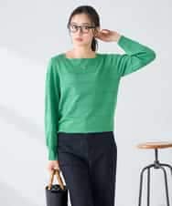 K2FFD17044 a.v.v(アー・ヴェ・ヴェ) 【雑誌InRed(宝島社)4月号掲載/洗える/UVカット】タックボーダースクエアニット グリーン