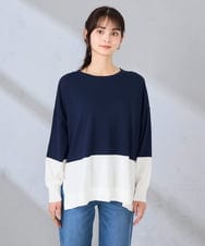 K2FFD18039 a.v.v(アー・ヴェ・ヴェ) バイカラーニット レッド×ネイビー