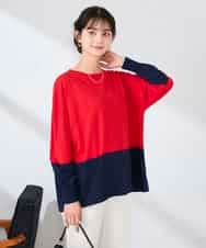 K2FFD18039 a.v.v(アー・ヴェ・ヴェ) バイカラーニット レッド×ネイビー