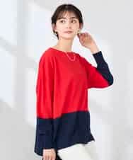 K2FFD18039 a.v.v(アー・ヴェ・ヴェ) バイカラーニット レッド×ネイビー