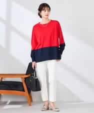 K2FFD18039 a.v.v(アー・ヴェ・ヴェ) バイカラーニット レッド×ネイビー