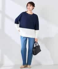 K2FFD18039 a.v.v(アー・ヴェ・ヴェ) バイカラーニット レッド×ネイビー