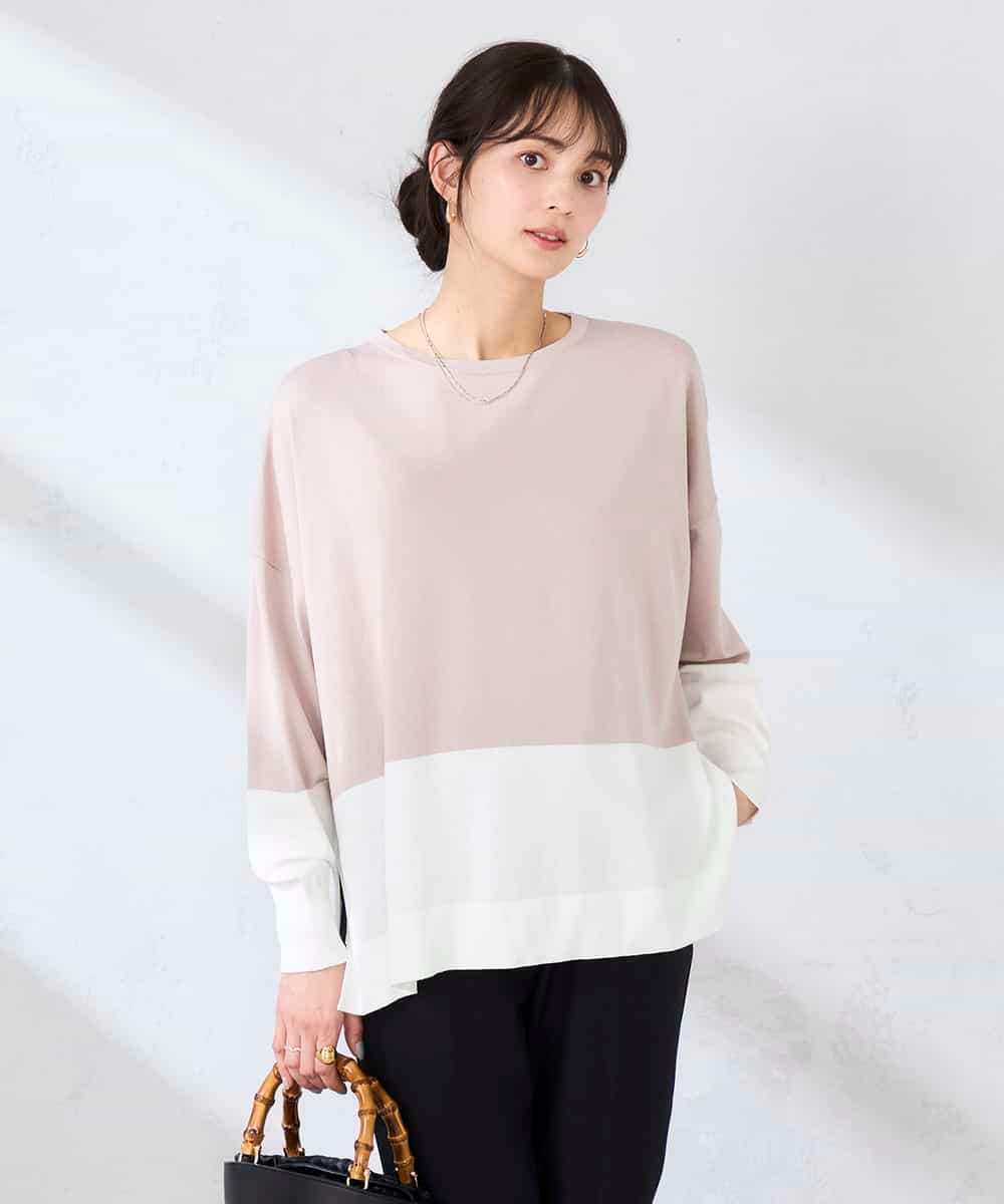 K2FFD18039 a.v.v(アー・ヴェ・ヴェ) バイカラーニット レッド×ネイビー