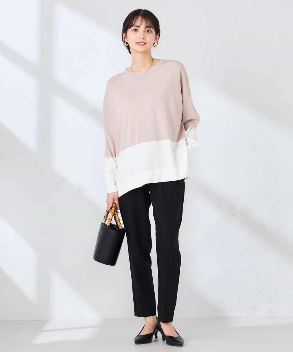 K2FFD18039 a.v.v(アー・ヴェ・ヴェ) バイカラーニット レッド×ネイビー