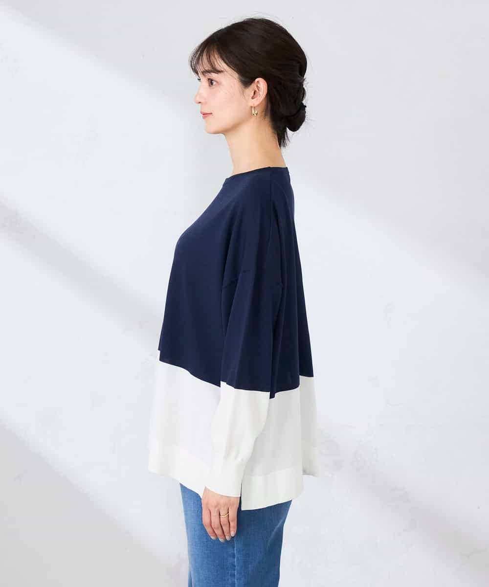 K2FFD18039 a.v.v(アー・ヴェ・ヴェ) バイカラーニット レッド×ネイビー