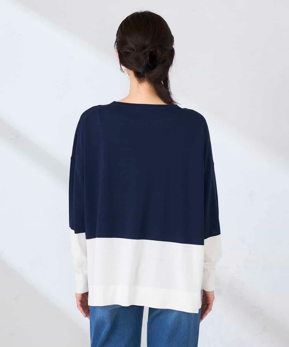 K2FFD18039 a.v.v(アー・ヴェ・ヴェ) バイカラーニット レッド×ネイビー