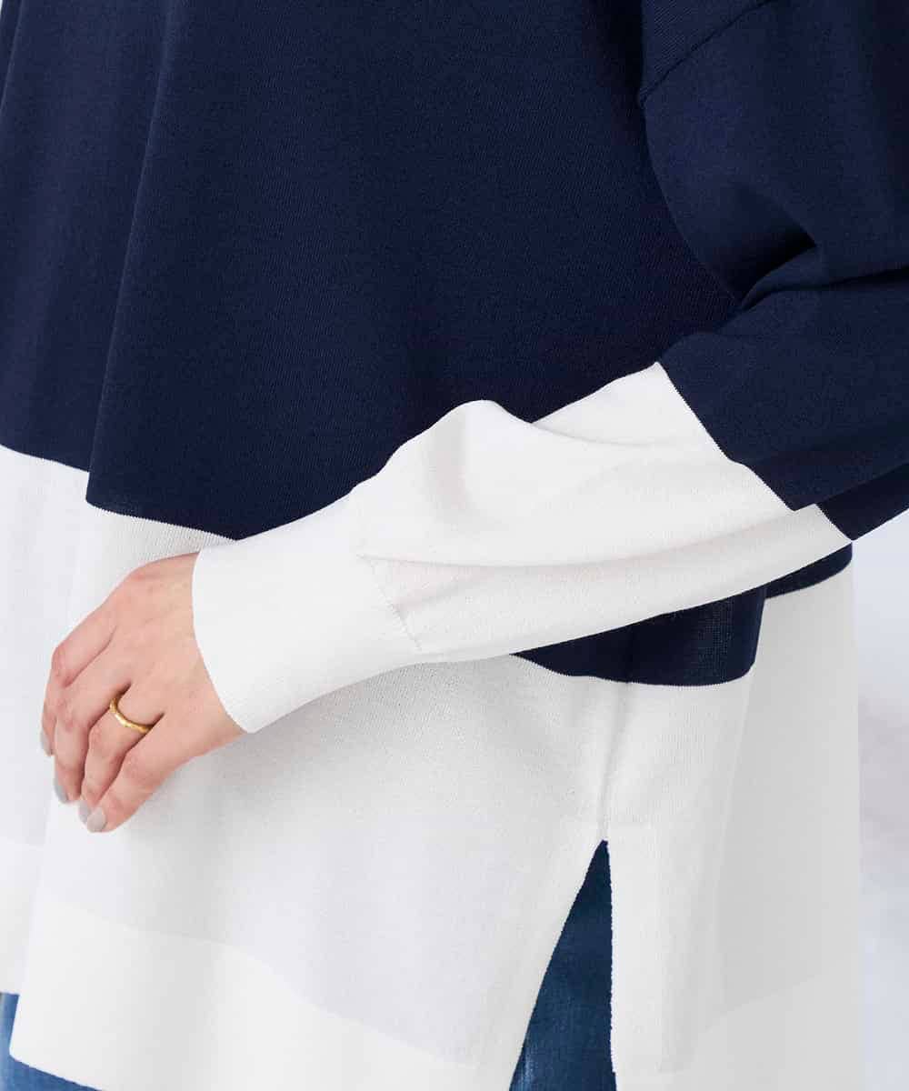 K2FFD18039 a.v.v(アー・ヴェ・ヴェ) バイカラーニット レッド×ネイビー