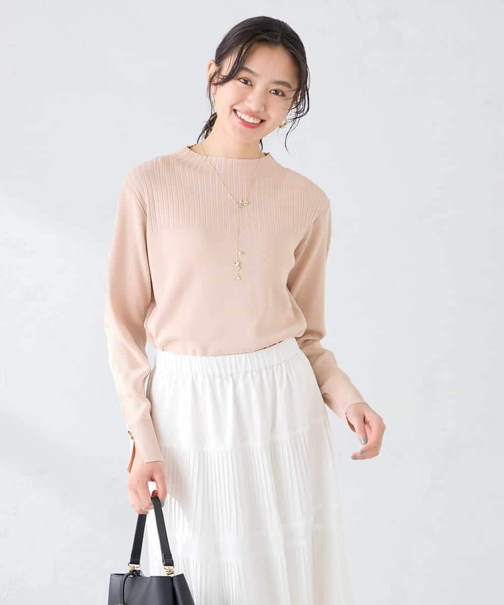 K2FFD19049 a.v.v(アー・ヴェ・ヴェ) 編地切替えスプリングニット ピンク