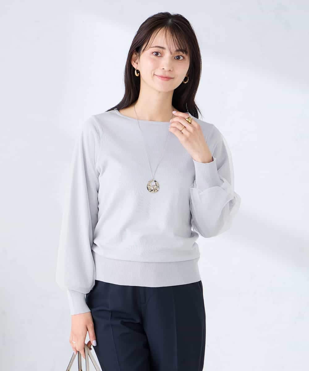 K2FFD22049 a.v.v(アー・ヴェ・ヴェ) チュール袖ニット ライトグレー