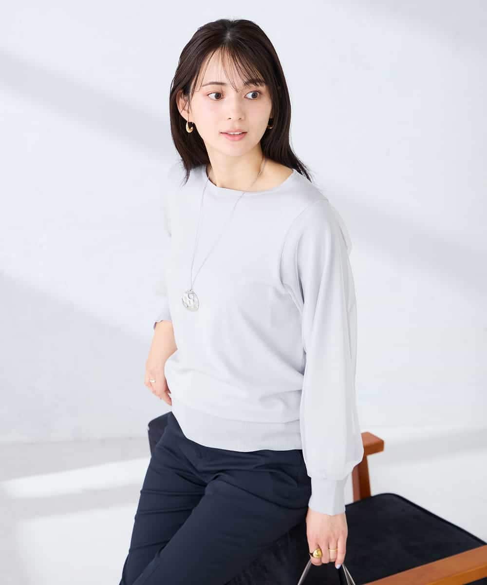 K2FFD22049 a.v.v(アー・ヴェ・ヴェ) チュール袖ニット ライトグレー