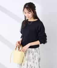 K2FFD22049 a.v.v(アー・ヴェ・ヴェ) チュール袖ニット ライトグレー