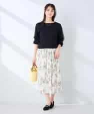 K2FFD22049 a.v.v(アー・ヴェ・ヴェ) チュール袖ニット ライトグレー