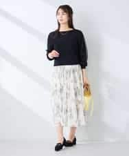 K2FFD22049 a.v.v(アー・ヴェ・ヴェ) チュール袖ニット ライトグレー