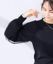 K2FFD22049 a.v.v(アー・ヴェ・ヴェ) チュール袖ニット ライトグレー