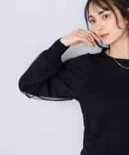 K2FFD22049 a.v.v(アー・ヴェ・ヴェ) チュール袖ニット ライトグレー