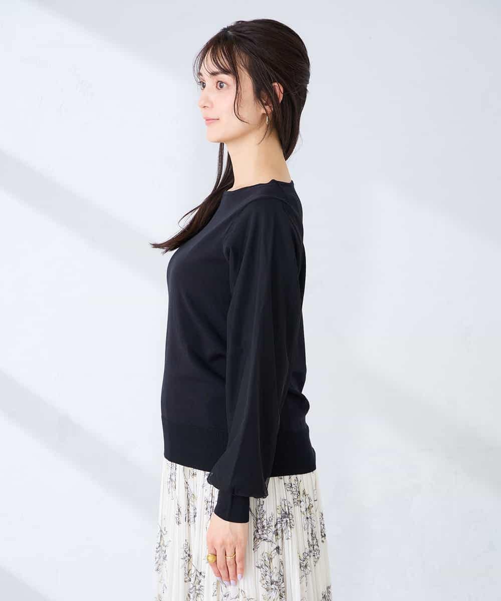 K2FFD22049 a.v.v(アー・ヴェ・ヴェ) チュール袖ニット ライトグレー