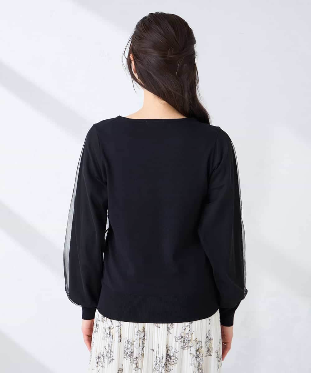 K2FFD22049 a.v.v(アー・ヴェ・ヴェ) チュール袖ニット ライトグレー