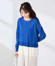 K2FFD23049 a.v.v(アー・ヴェ・ヴェ) プリーツペプラムニット ブルー