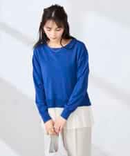 K2FFD23049 a.v.v(アー・ヴェ・ヴェ) プリーツペプラムニット ブルー