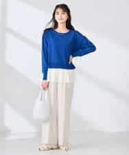 K2FFD23049 a.v.v(アー・ヴェ・ヴェ) プリーツペプラムニット ブルー