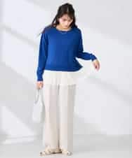 K2FFD23049 a.v.v(アー・ヴェ・ヴェ) プリーツペプラムニット ブルー