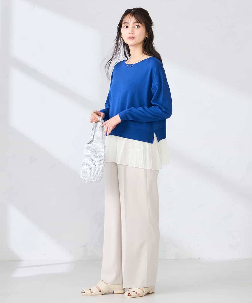 K2FFD23049 a.v.v(アー・ヴェ・ヴェ) プリーツペプラムニット ブルー