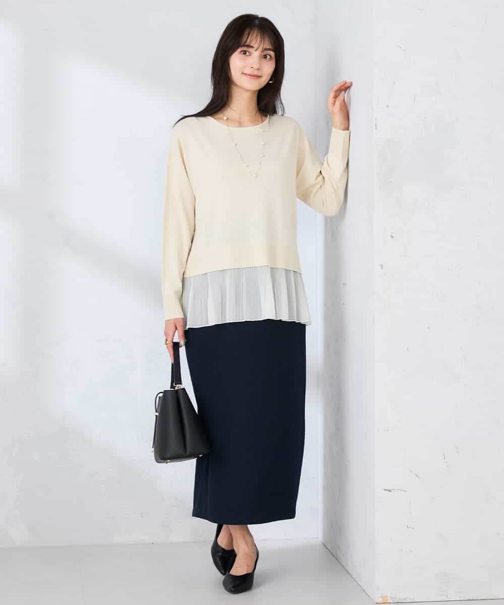 K2FFD23049 a.v.v(アー・ヴェ・ヴェ) プリーツペプラムニット ブルー